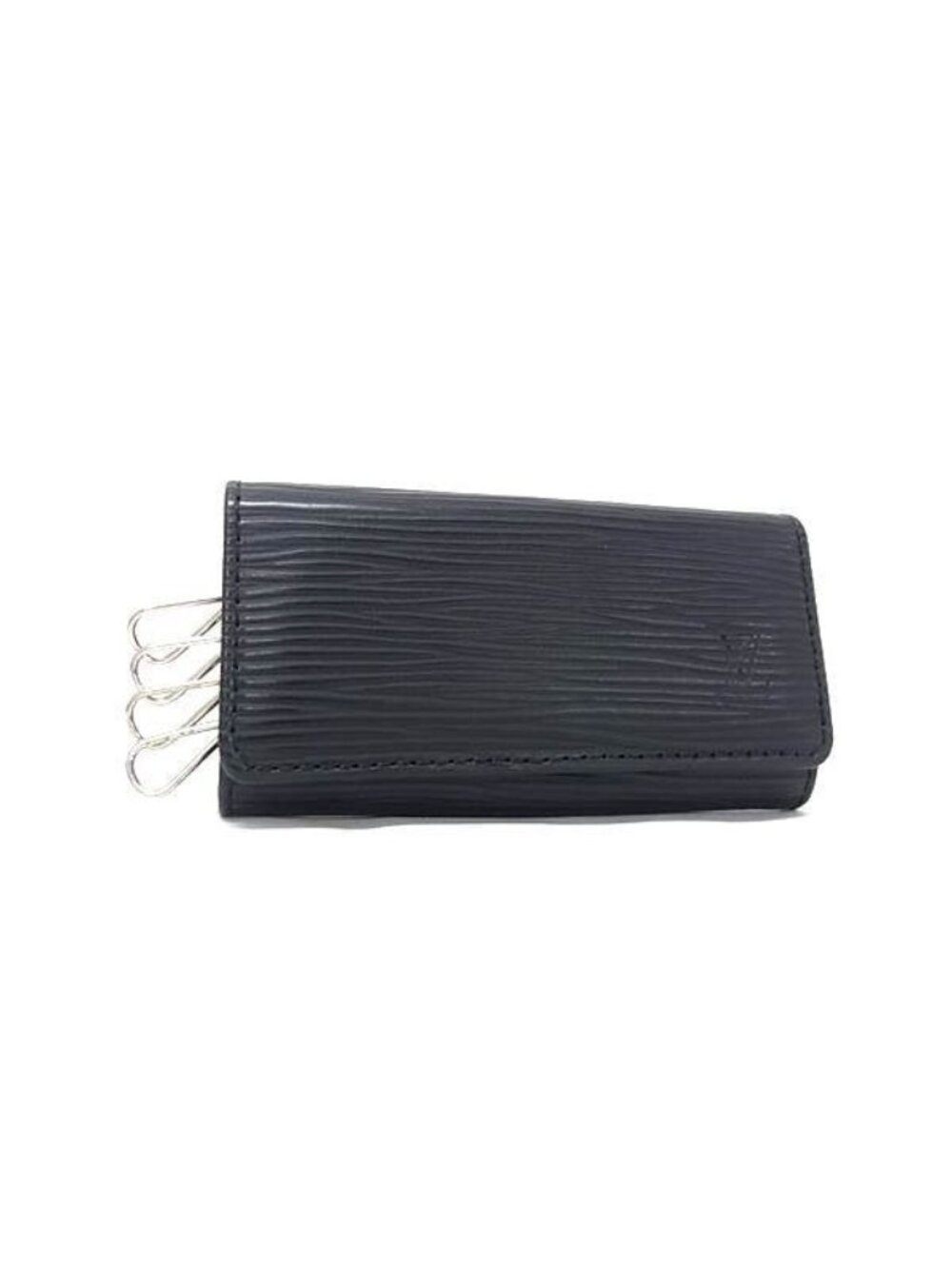 Louis Vuitton Key Case Epi Multicles 4 Black Leather Quadruple Strand Silver